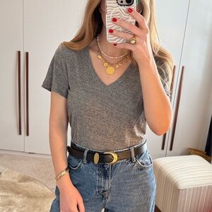 Madewell Gray V-Neck T-Shirt